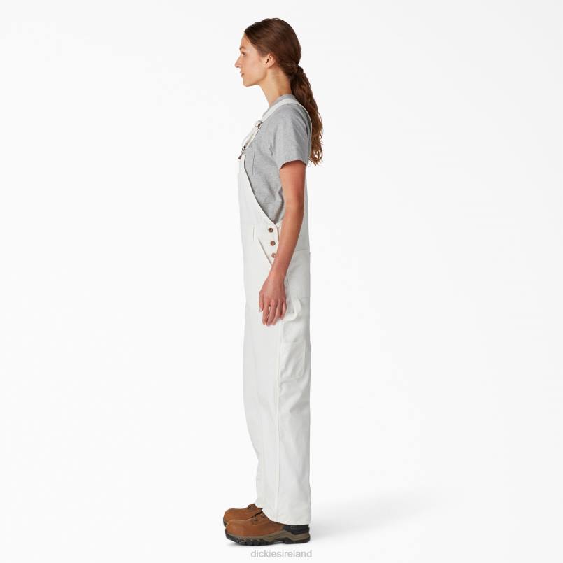 Dickies Women Relaxed Fit Bib Overalls White (WH) N80J1562 Apparel