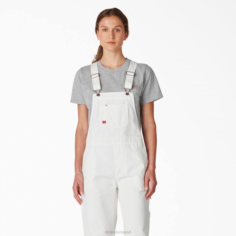 Dickies Women Relaxed Fit Bib Overalls White (WH) N80J1562 Apparel