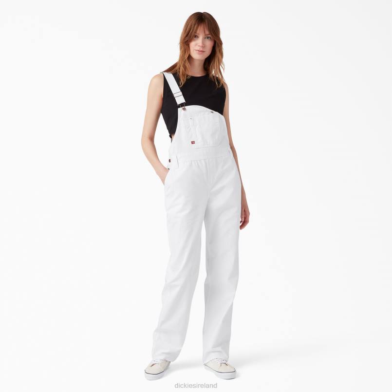 Dickies Women Relaxed Fit Bib Overalls White (WH) N80J1562 Apparel