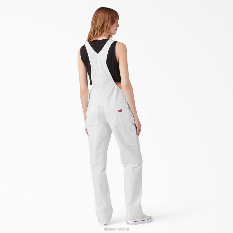 Dickies Women Relaxed Fit Bib Overalls White (WH) N80J1562 Apparel
