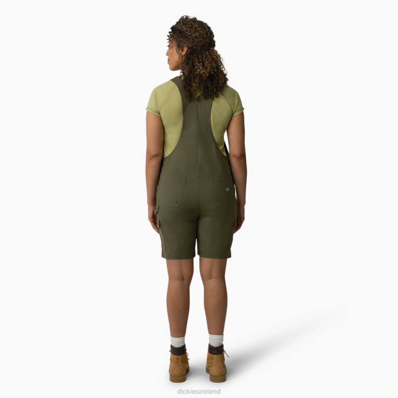 Dickies Women Cooling Ripstop Bib Shortalls Rinsed Military Green (RML) N80J1607 Apparel