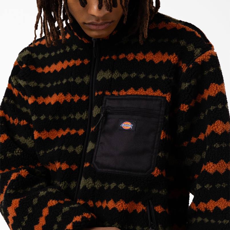 Dickies Men Falkville Fleece Jacket Black/Military Green (BMN) N80J1164 Apparel