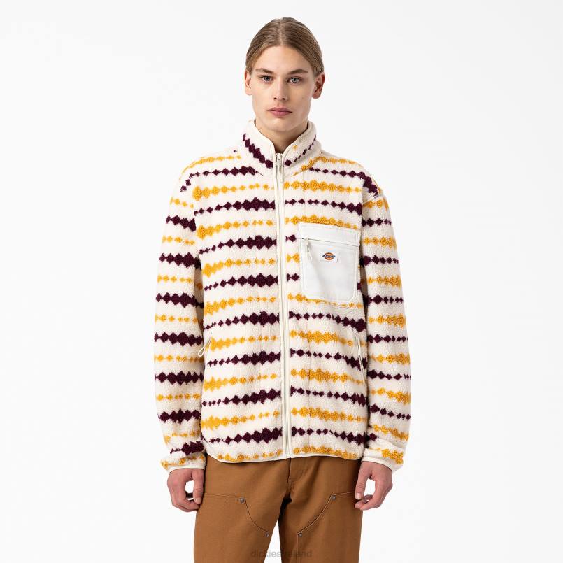 Dickies Men Falkville Fleece Jacket Ecru/Grape (EGD) N80J1165 Apparel
