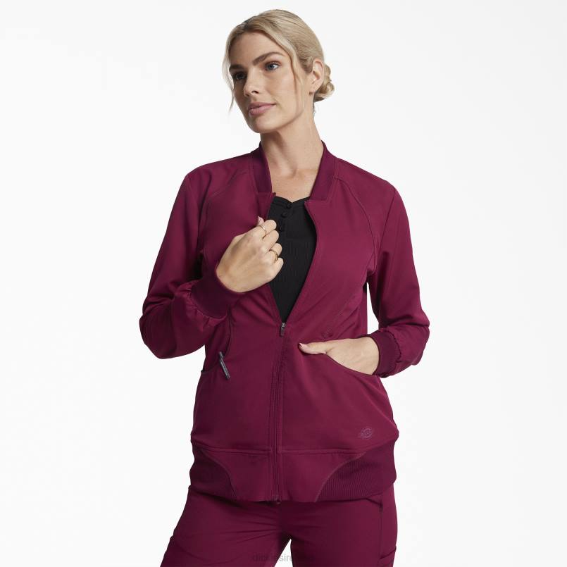 Dickies Women Dynamix Zip Front Scrub Jacket Wine (WIN) N80J2632 Apparel