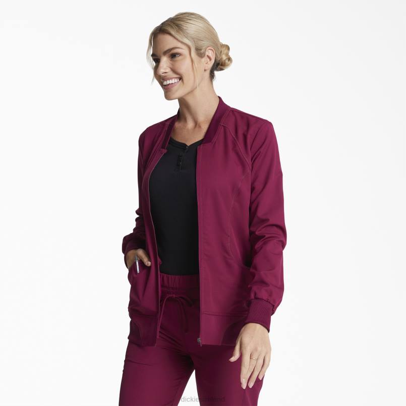 Dickies Women Dynamix Zip Front Scrub Jacket Wine (WIN) N80J2632 Apparel