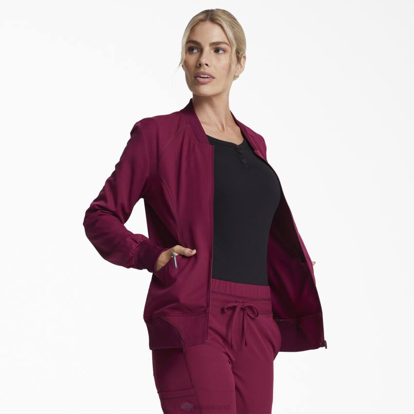 Dickies Women Dynamix Zip Front Scrub Jacket Wine (WIN) N80J2632 Apparel
