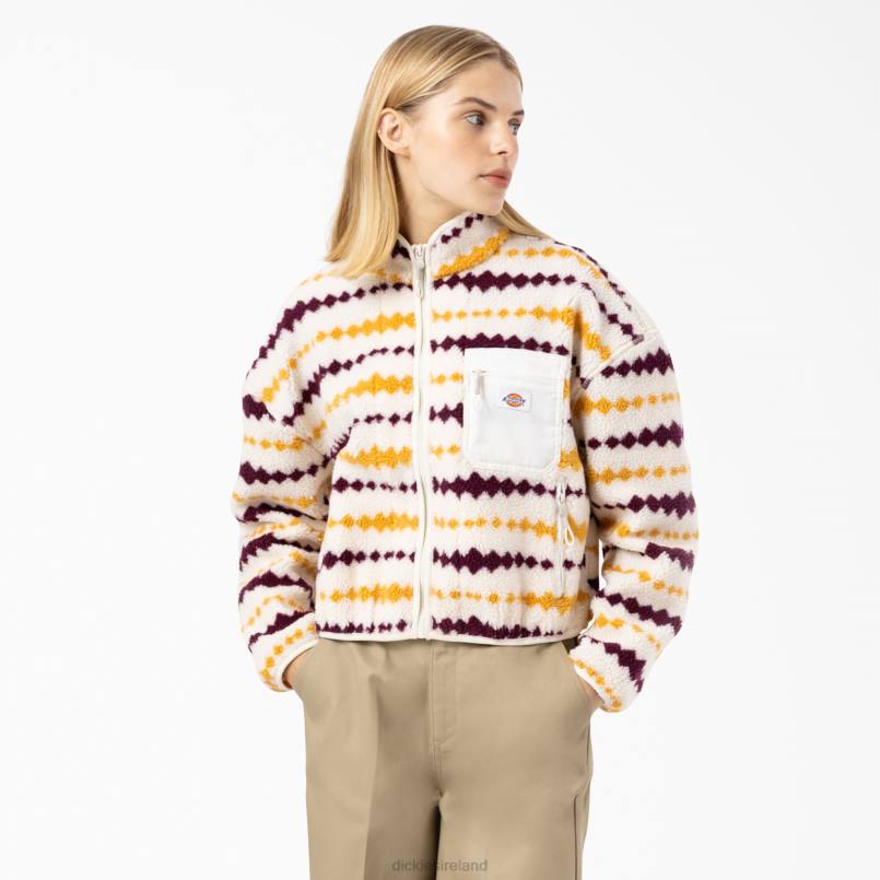 Dickies Women Falkville Fleece Jacket Ecru/Grape (EGD) N80J2360 Apparel