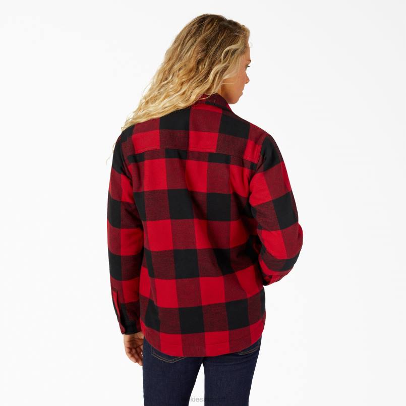 Dickies Women Flannel High Pile Fleece Lined Chore Coat English Red Buffalo Plaid (PSF) N80J2321 Apparel