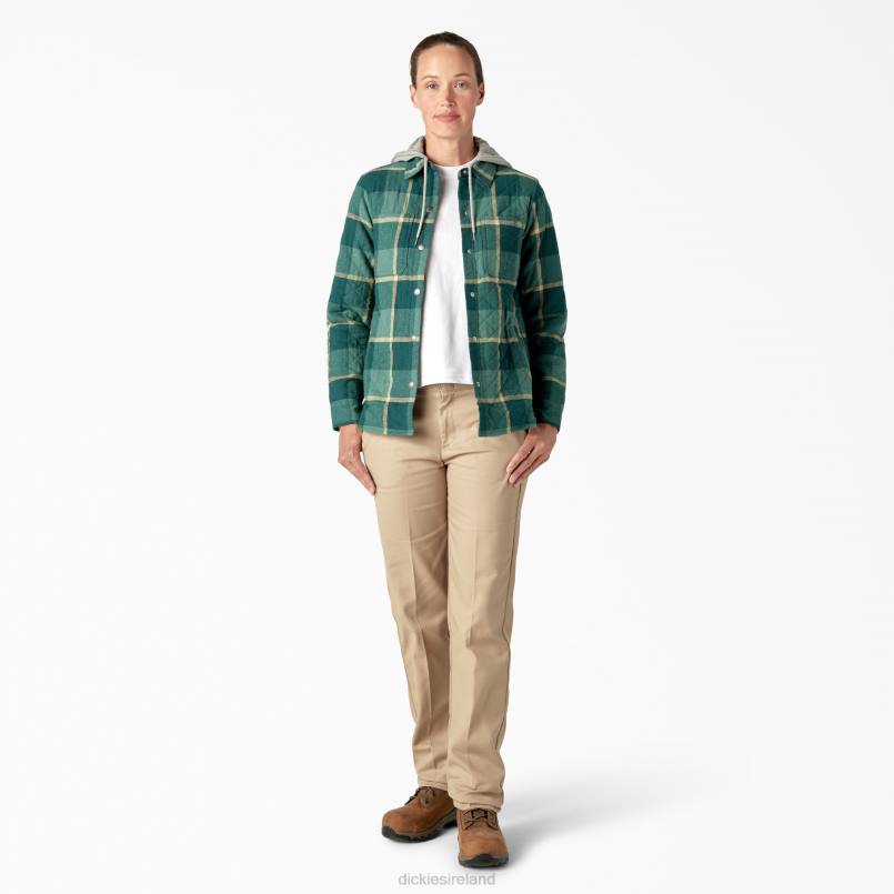 Dickies Women Flannel Hooded Shirt Jacket Mallard Campside Plaid (A2V) N80J2274 Apparel