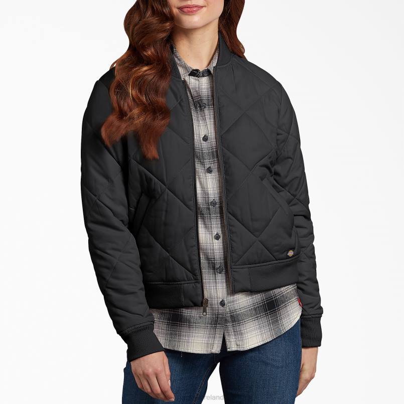 Dickies Women Quilted Bomber Jacket Black (BK) N80J2279 Apparel