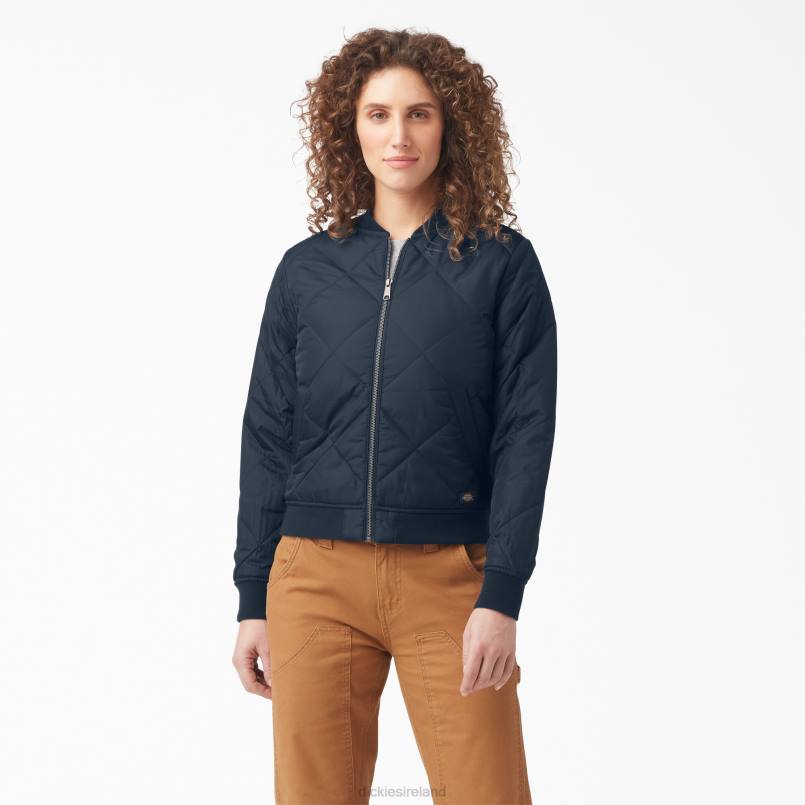 Dickies Women Quilted Bomber Jacket Dark Navy (DN) N80J2280 Apparel