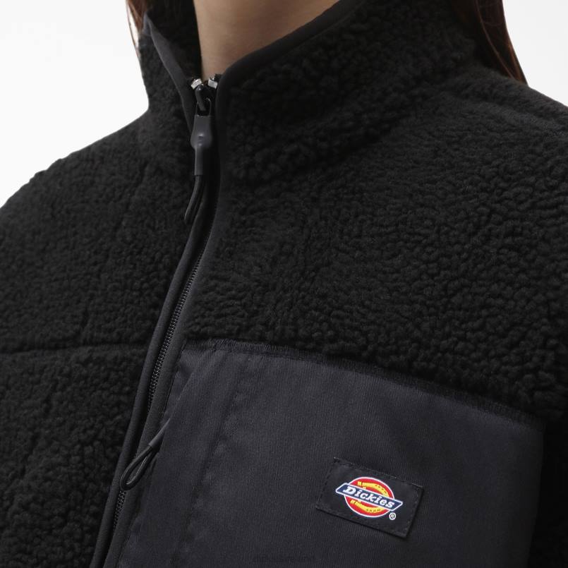 Dickies Women Red Chute Fleece Jacket Black (BKX) N80J2314 Apparel