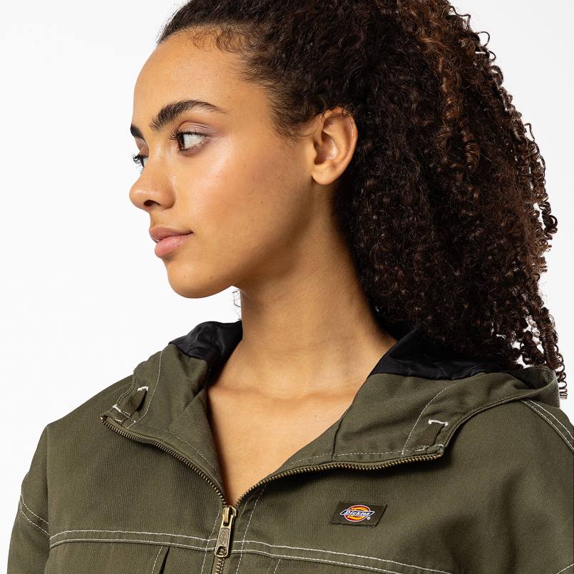 Dickies Women Sawyerville Jacket Military Green (ML) N80J2384 Apparel