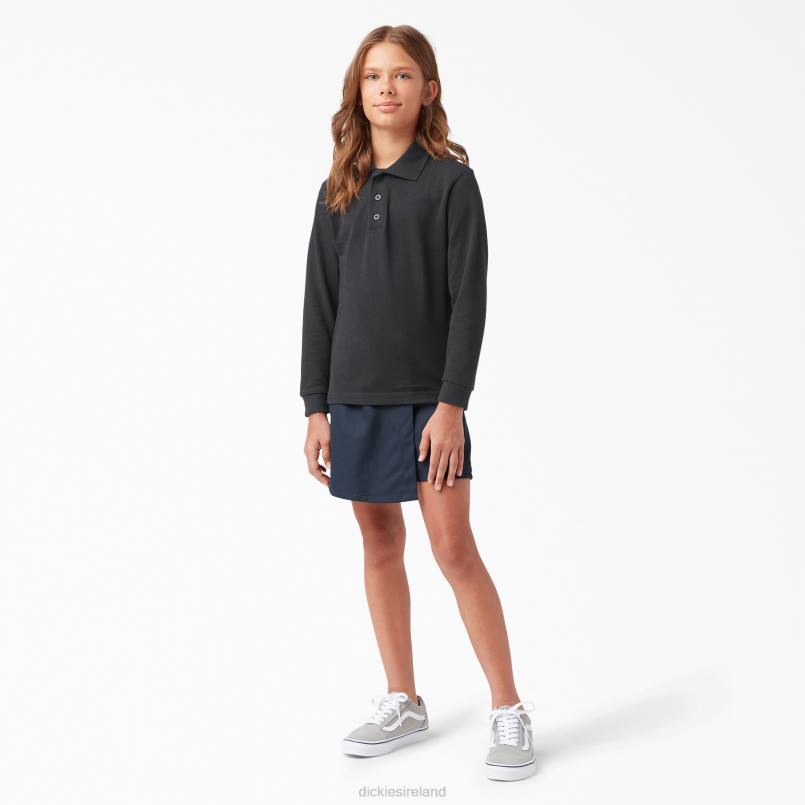 Dickies Kids Pique Long Sleeve Polo Black (KBK) N80J2697 Apparel