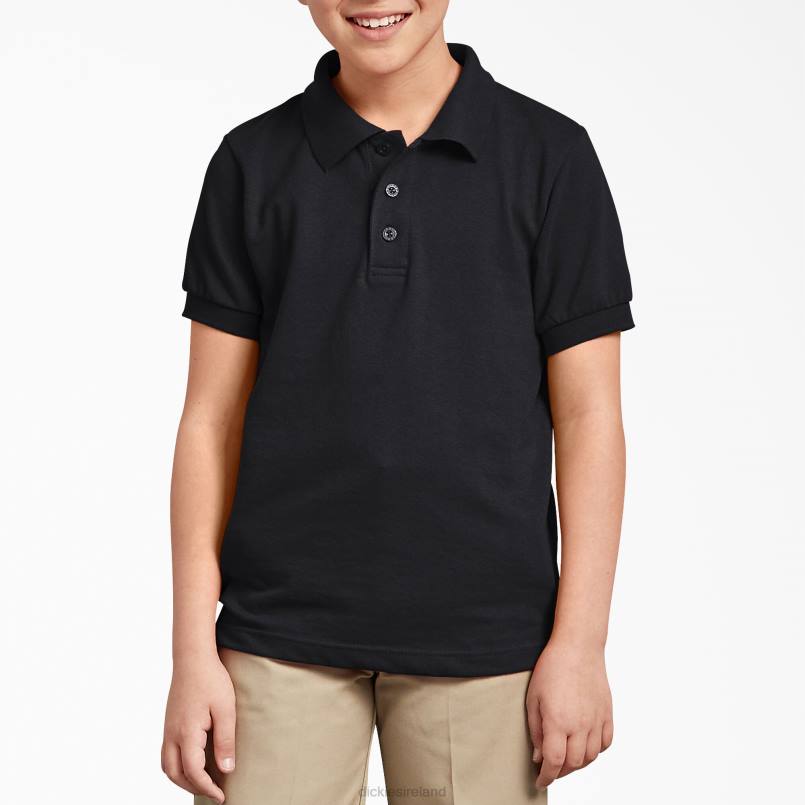 Dickies Kids Pique Short Sleeve Polo Black (BK) N80J2671 Apparel