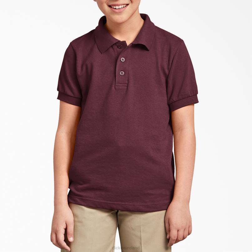 Dickies Kids Pique Short Sleeve Polo Burgundy (BY) N80J2672 Apparel