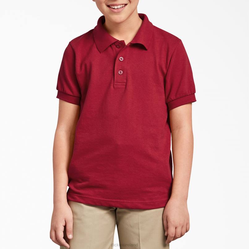 Dickies Kids Pique Short Sleeve Polo English Red (ER) N80J2674 Apparel