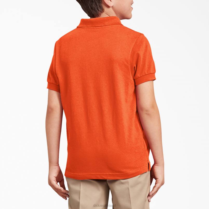 Dickies Kids Pique Short Sleeve Polo Orange (OR) N80J2679 Apparel