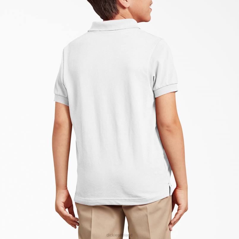 Dickies Kids Pique Short Sleeve Polo White (WH) N80J2680 Apparel
