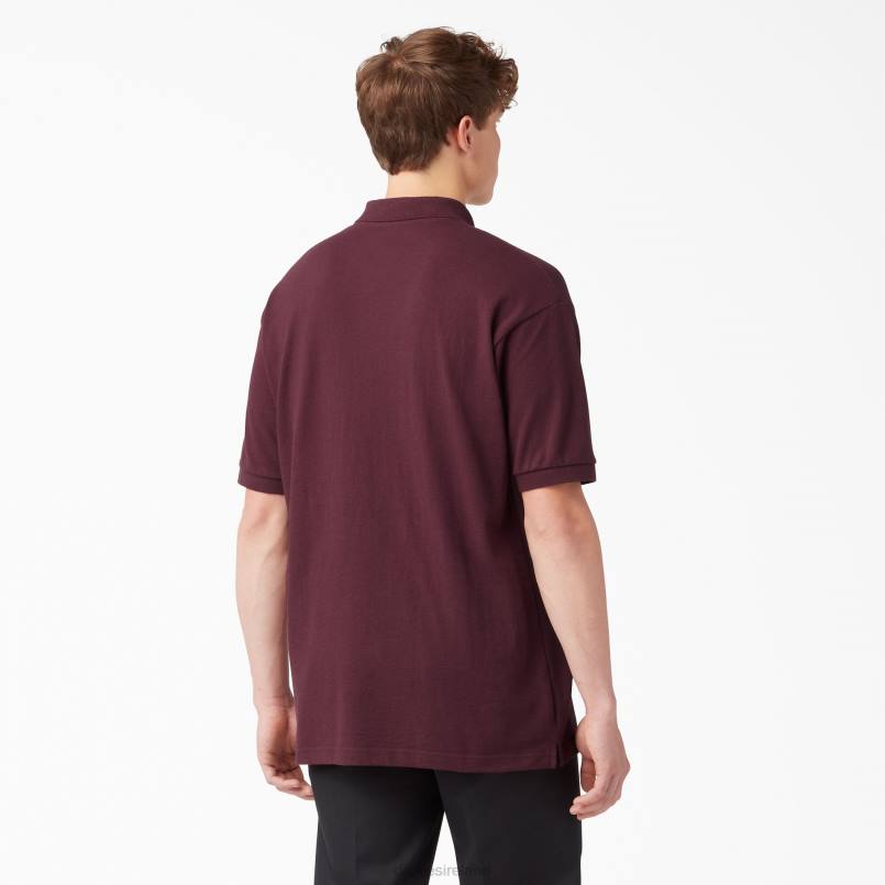 Dickies Men Adult Size Pique Short Sleeve Polo Burgundy (BY) N80J661 Apparel