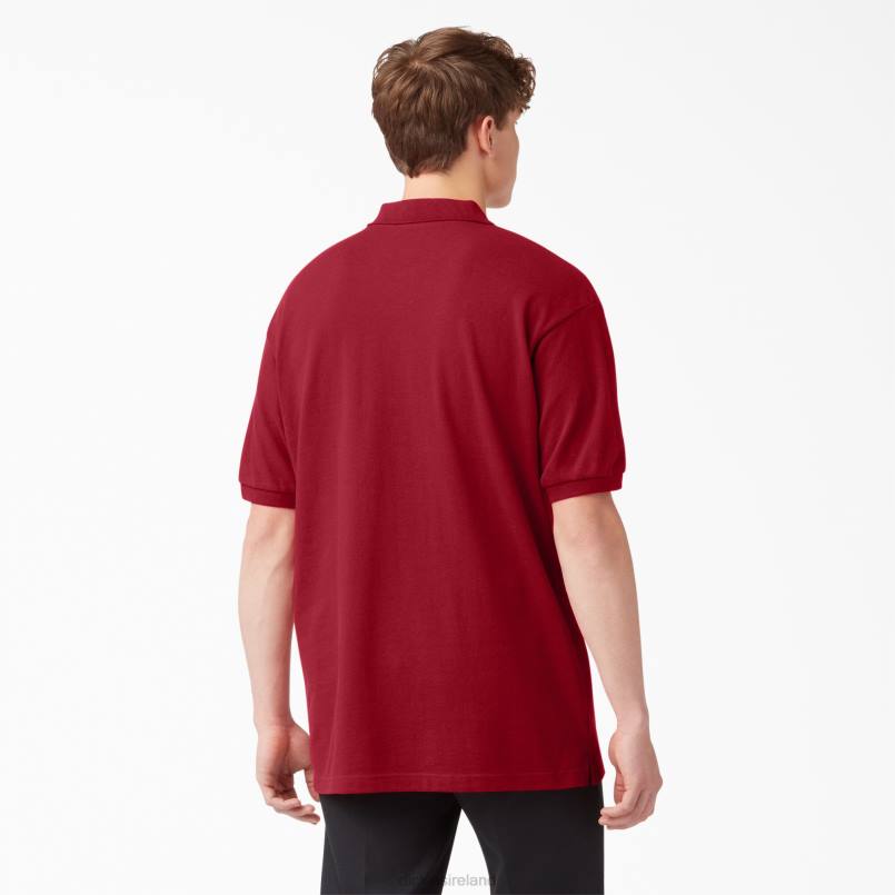Dickies Men Adult Size Pique Short Sleeve Polo English Red (ER) N80J663 Apparel