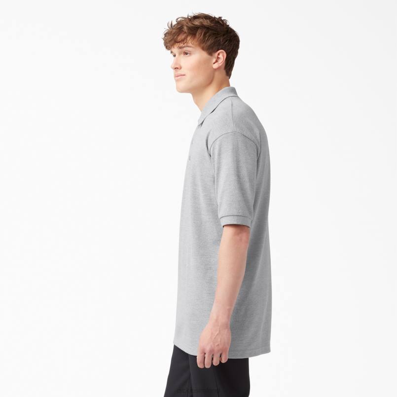 Dickies Men Adult Size Pique Short Sleeve Polo Heather Gray (HG) N80J665 Apparel