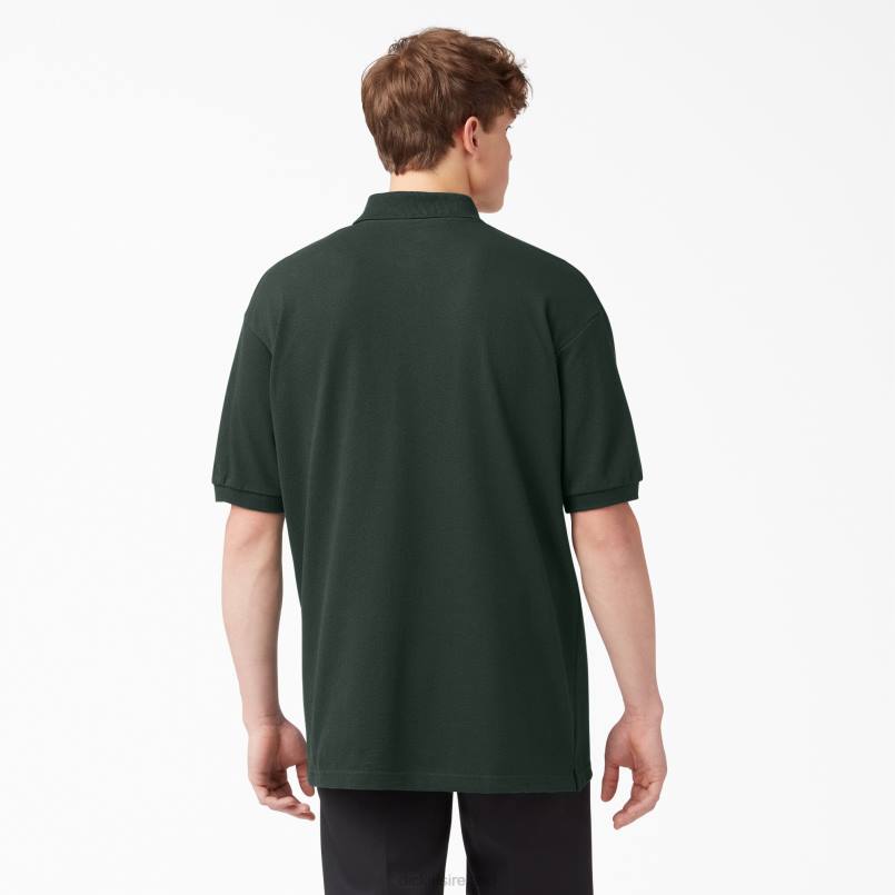 Dickies Men Adult Size Pique Short Sleeve Polo Hunter Green (GH) N80J664 Apparel