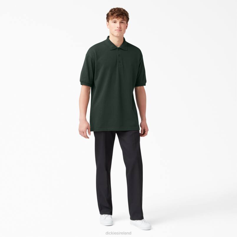 Dickies Men Adult Size Pique Short Sleeve Polo Hunter Green (GH) N80J664 Apparel