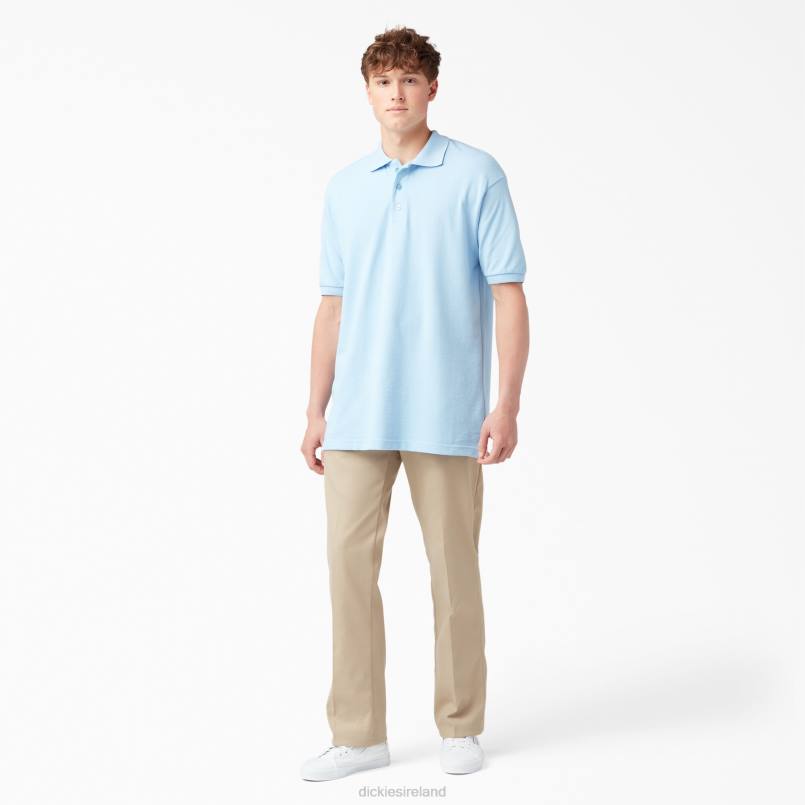 Dickies Men Adult Size Pique Short Sleeve Polo Light Blue (LB) N80J666 Apparel