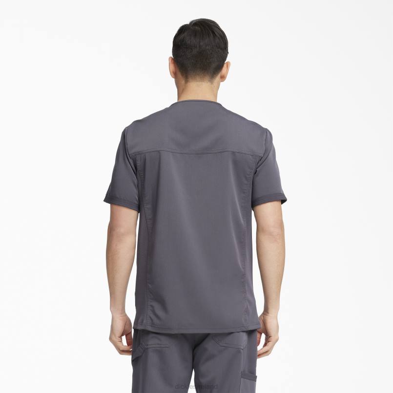 Dickies Men Balance V-Neck Scrub Top Pewter Gray (PEW) N80J1367 Apparel