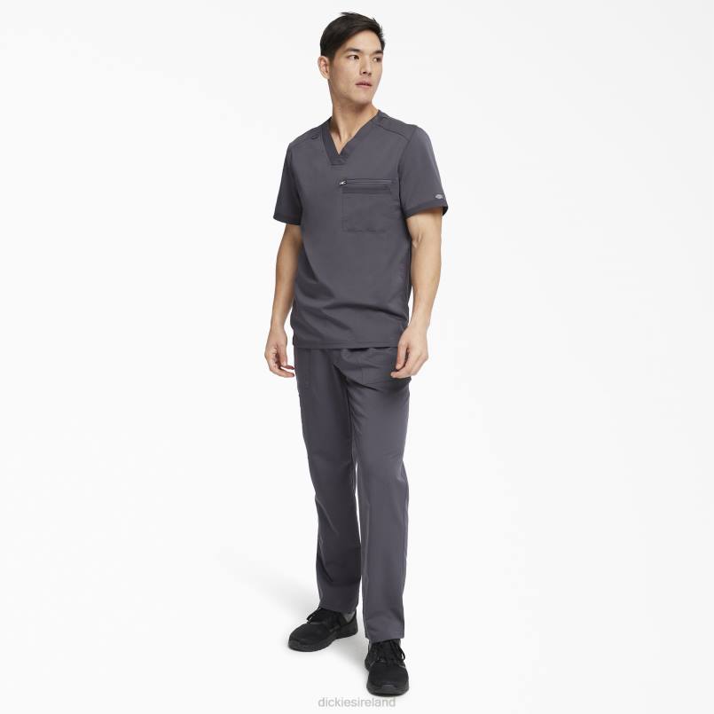 Dickies Men Balance V-Neck Scrub Top Pewter Gray (PEW) N80J1367 Apparel