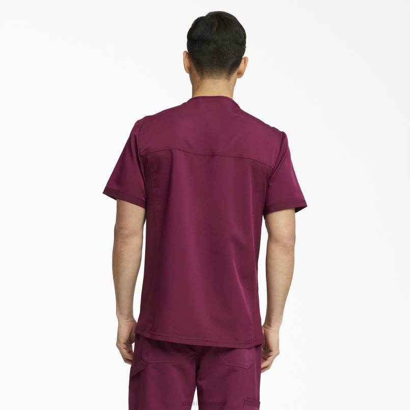 Dickies Men Balance V-Neck Scrub Top Wine (WIN) N80J1369 Apparel