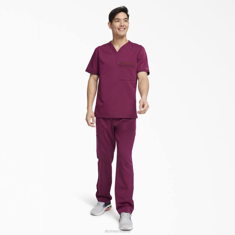 Dickies Men Balance V-Neck Scrub Top Wine (WIN) N80J1369 Apparel