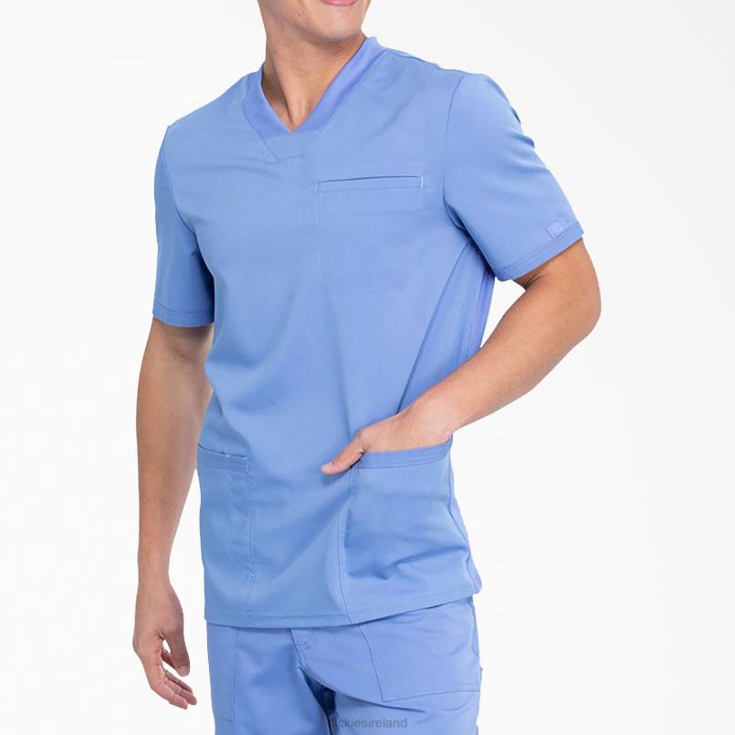 Dickies Men Balance V-Neck Scrub Top with Patch Pockets Ceil Blue (CBL) N80J1409 Apparel