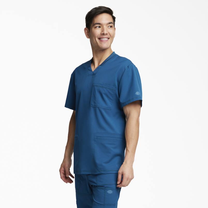 Dickies Men Dynamix V-Neck Scrub Top Caribbean Blue (CRB) N80J1353 Apparel
