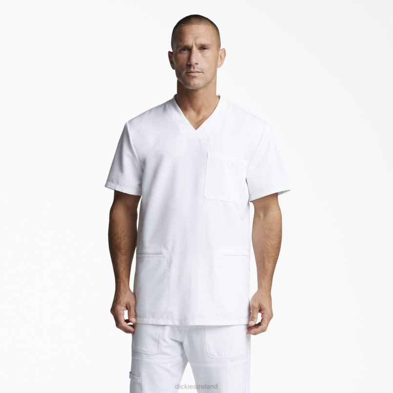 Dickies Men Dynamix V-Neck Scrub Top White (WHT) N80J1359 Apparel