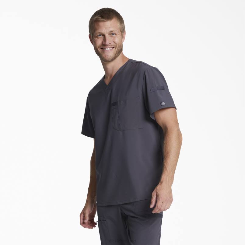 Dickies Men EDS Essentials V-Neck Scrub Top Pewter Gray (PEW) N80J1332 Apparel