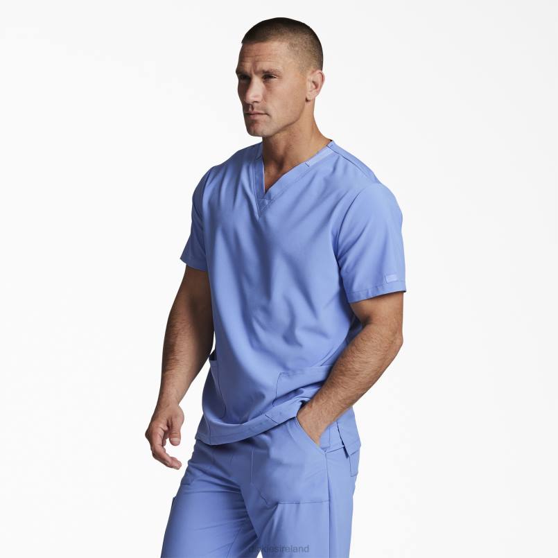 Dickies Men Unisex EDS Essentials V-Neck Scrub Top Ceil Blue (CBL) N80J1401 Apparel