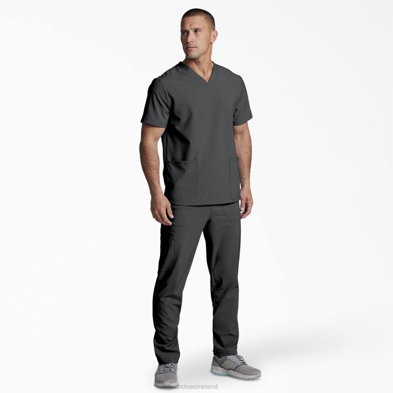 Dickies Men Unisex EDS Essentials V-Neck Scrub Top Pewter Gray (PEW) N80J1405 Apparel