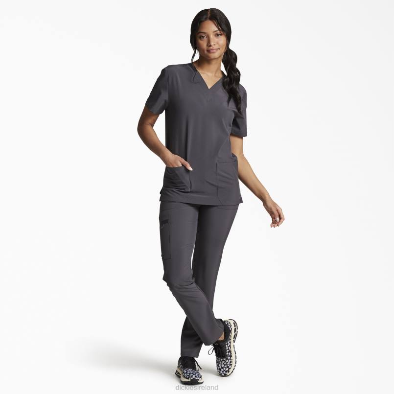 Dickies Men Unisex EDS Essentials V-Neck Scrub Top Pewter Gray (PEW) N80J1405 Apparel