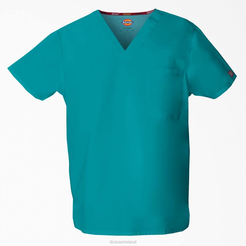 Dickies Men Unisex EDS Signature V-Neck Scrub Top Teal (DTL) N80J1286 Apparel