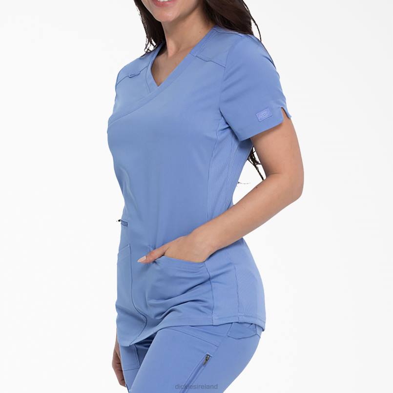 Dickies Women Balance Mock Wrap Scrub Top Ceil Blue (CBL) N80J2537 Apparel