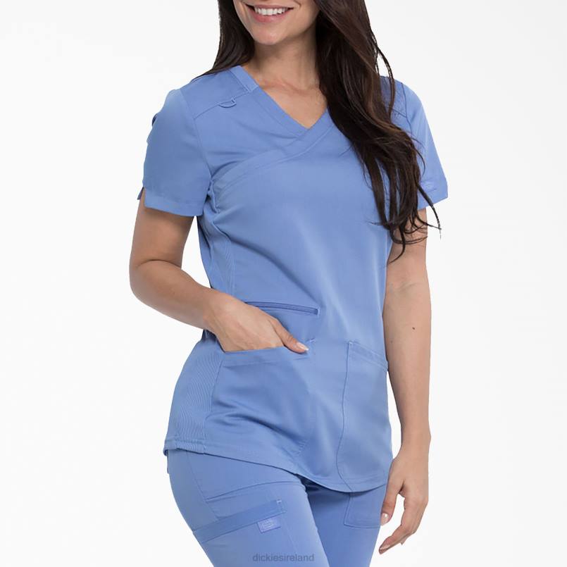 Dickies Women Balance Mock Wrap Scrub Top Ceil Blue (CBL) N80J2537 Apparel