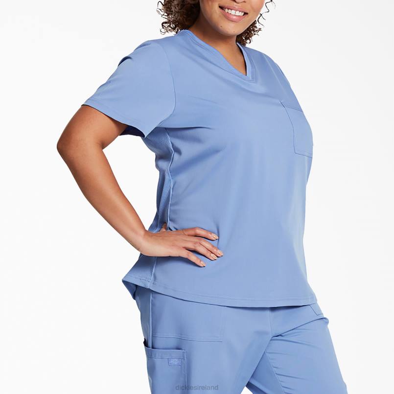 Dickies Women Balance V-Neck Chest Pocket Scrub Top Ceil Blue (CBL) N80J2598 Apparel