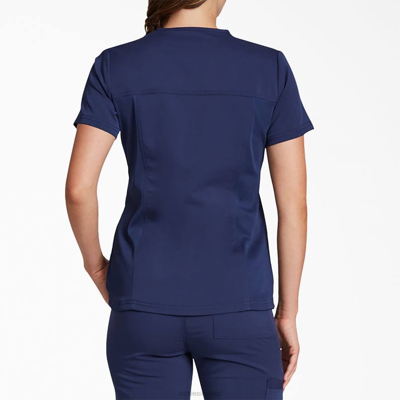 Dickies Women Balance V-Neck Chest Pocket Scrub Top Navy Blue (NVY) N80J2599 Apparel