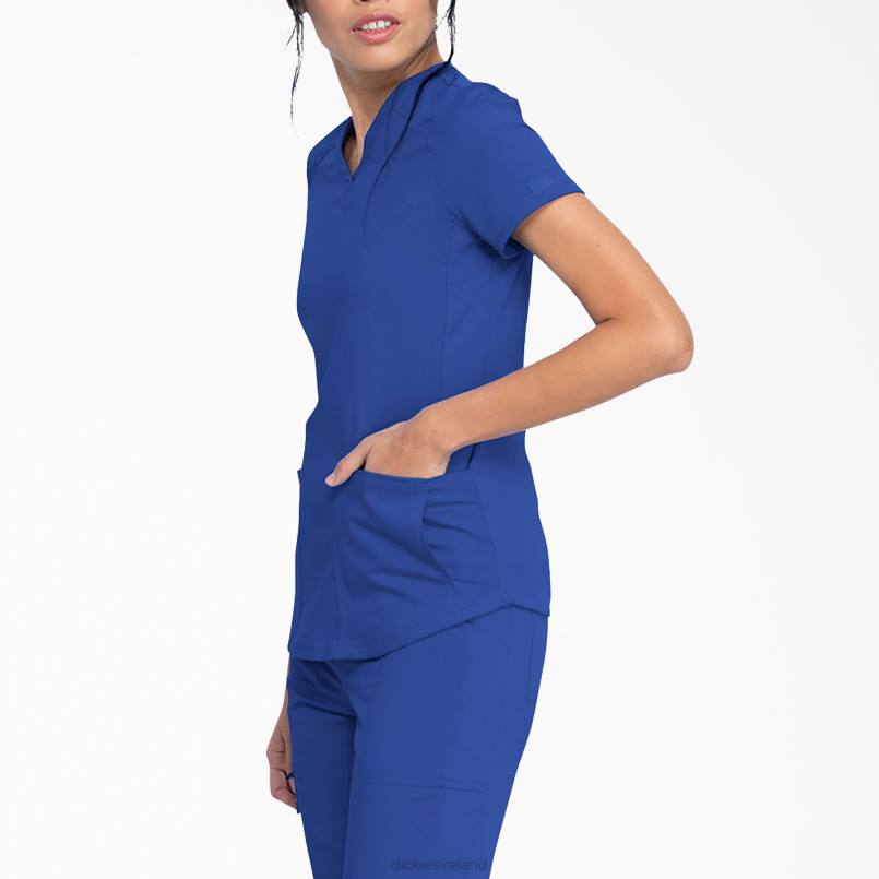 Dickies Women Balance V-Neck Scrub Top with Zip Pocket Galaxy Blue (GBL) N80J2477 Apparel