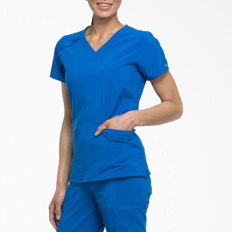 Dickies Women EDS Essentials Mock Wrap Scrub Top Royal Blue (RB