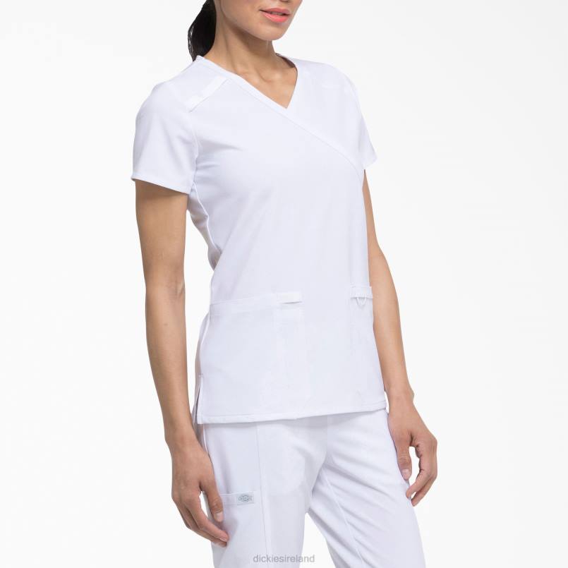 Dickies Women EDS Essentials Mock Wrap Scrub Top White (DWH) N80J2637 Apparel