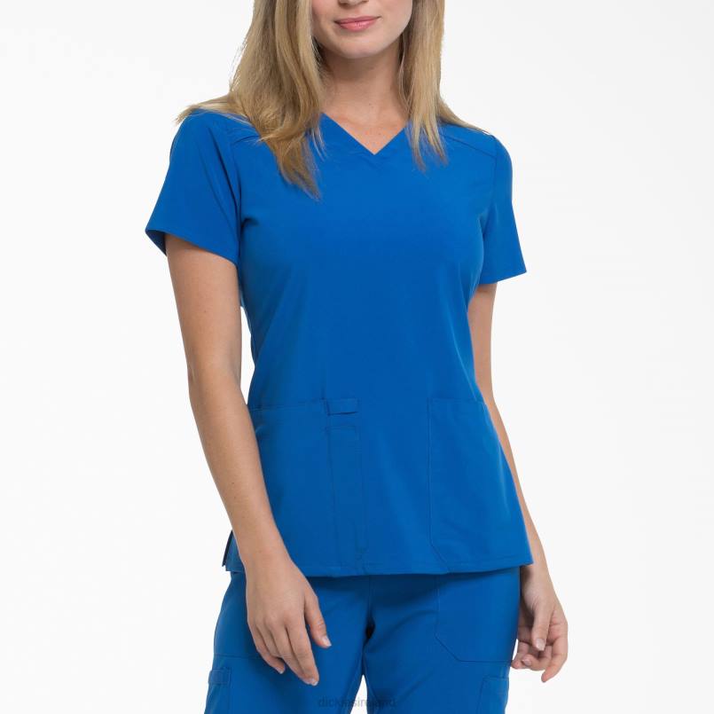 Dickies Women EDS Essentials V-Neck Scrub Top Royal Blue (RB) N80J2457 Apparel
