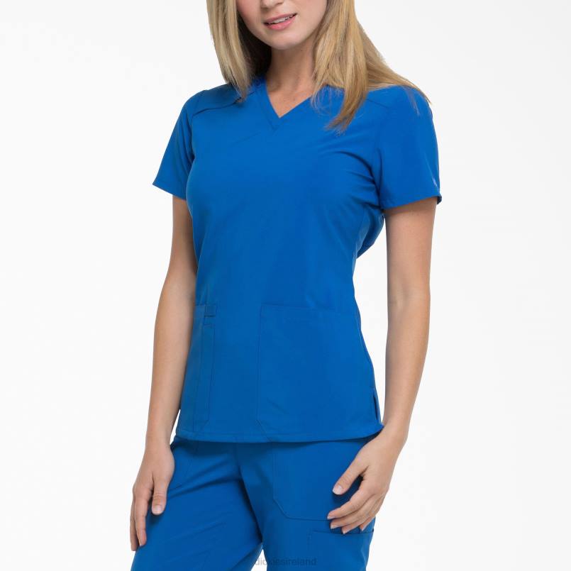 Dickies Women EDS Essentials V-Neck Scrub Top Royal Blue (RB) N80J2457 Apparel
